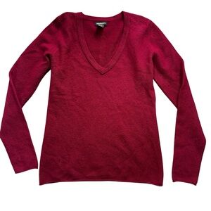 Philosophy Dane Lewis Red 100% Cashmere V Neck Sweater Size S Holiday Top Womens